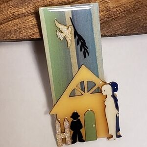 Vintage Lucinda Domestic Violence Lapel Pin Brooch - Unique and Signed